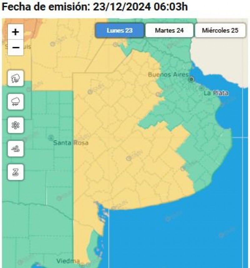 El gobierno municipal difundi un alerta amarilla por tormenta